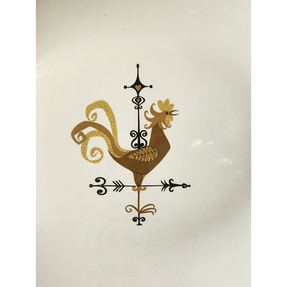 Vintage Edwin‎ Knowles Rooster Weathervane Oval Large Serving Platter Brown Chip - Picture 2 of 6